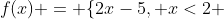 f(x) = \{2x-5, x<2 