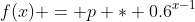 f(x) = p * 0.6^{x-1}