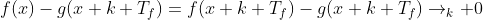 f(x)-g(x+k T_f)=f(x+k T_f)-g(x+k T_f)\to_k 0