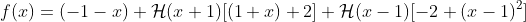 f(x)=(-1-x)+\mathcal{H}(x+1)[(1+x)+2]+\mathcal{H}(x-1)[-2+(x-1)^2]