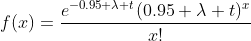 f(x)=\frac{e^{-0.95 \lambda t}(0.95 \lambda t)^x}{x!}