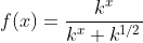 f(x)=\frac{k^x}{k^x+k^{1/2}}
