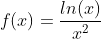 f(x)=\frac{ln(x)}{x^2}