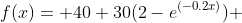 f(x)= 40+30(2-e^{(-0.2x)}) 