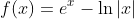 f(x)=e^x-\ln|x|