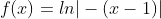f(x)=ln|-(x-1)|