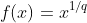 f(x)=x^{1/q}