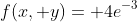 f(x, y)= 4e^{-3}
