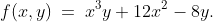 f(x,y)\:=\:x^3y+12x^2-8y.\;\;\text{ Find the maxima and minima.}