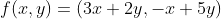 f(x,y)=(3x+2y,-x+5y)