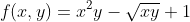 f(x,y)=x^2y-\sqrt{xy}+1