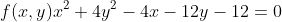 f(x,y)x^2+4y^2-4x-12y-12=0