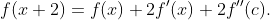 f(x+2)=f(x)+2f'(x)+2f''(c).