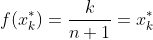 f(x_k^*)=\frac{k}{n+1}=x_k^*