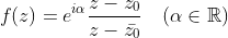 f(z)=e^{i\alpha}\dfrac{z-z_0}{z-\bar{z_0}}\quad(\alpha\in\mathbb{R})