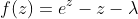 f(z)=e^z-z-\lambda