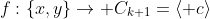 f:\{x,y\}\rightarrow C_{k+1}=\langle c\rangle