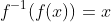 f^{-1}(f(x))=x