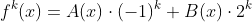 f^k(x)=A(x)\cdot{(-1)^k}+B(x)\cdot{2^k}