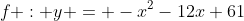 f : y = -x^2-12x+61