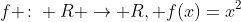 f \colon R \rightarrow R, f(x)=x^2