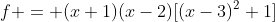 f = (x+1)(x-2)[(x-3)^2+1]