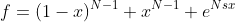 f=(1-x)^{N-1} x^{N-1} e^{Nsx}