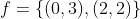 f=\{(0,3),(2,2)\}