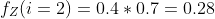 f_{Z}(i=2)=0.4*0.7=0.28