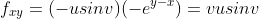 f_{xy}=(-usinv)(-e^{y-x})=vusinv