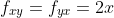 f_{xy}=f_{yx}=2x