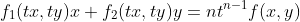 f_1(tx,ty)x+f_2(tx,ty)y=nt^{n-1}f(x,y)