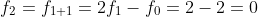 f_2=f_{1+1}=2f_1-f_0=2-2=0