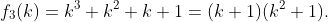 f_3(k)=k^3+k^2+k+1=(k+1)(k^2+1).