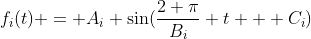 f_i(t) = A_i \sin(\frac{2 \pi}{B_i} t + C_i)