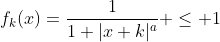 f_k(x)=\frac{1}{1+|x+k|^a} \leq 1
