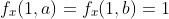 f_x(1,a)=f_x(1,b)=1~\&~f_x(2,a)=f_x(2,a)=2