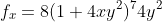 f_x=8(1+4xy^2)^74y^2