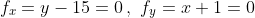 f_x=y-15=0\,,\,\,f_y=x+1=0