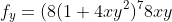 f_y=(8(1+4xy^2)^78xy