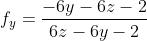f_y=\frac{-6y-6z-2}{6z-6y-2}