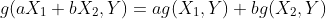 g(aX_{1}+bX_{2},Y)=ag(X_{1},Y)+bg(X_{2},Y)