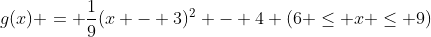 g(x) = \frac{1}{9}(x - 3)^2 - 4 (6 \leq x \leq 9)