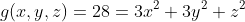 g(x,y,z)=28=3x^2+3y^2+z^2