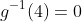 g^{-1}(4)=0