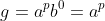 g=a^pb^0=a^p