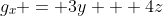 g_x = 3y + 4z