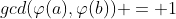 gcd(\varphi(a),\varphi(b)) = 1