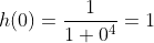 h(0)=\frac{1}{1+0^4}=1