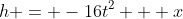 h = -16t^2 + x